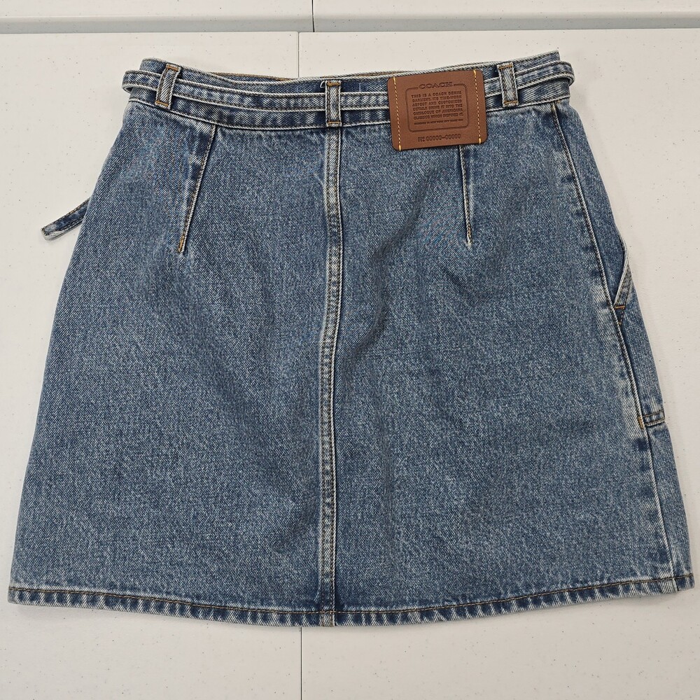 Coach Restored Denim Mini Skirt Sz 4 Medium Wash Rare HTF